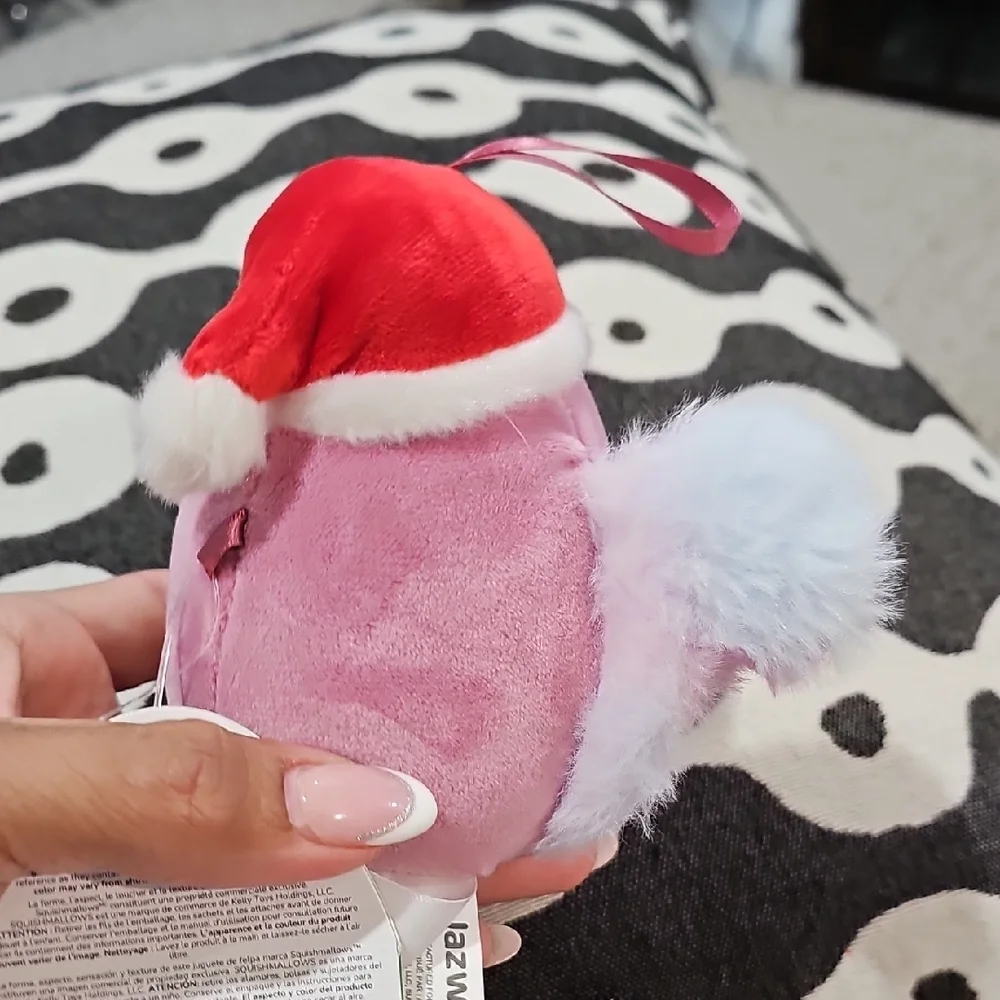 Squishmallows Pink and Cream Penguin with Santa Hat